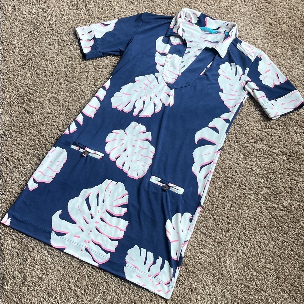 SoldTori Richard Navy Leaf Print Nightgown